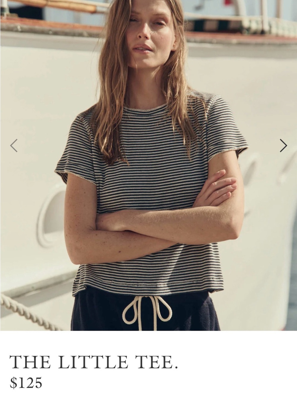 THE GREAT. Black & White Narrow Stripe Crew Tee - Picture 2 of 4